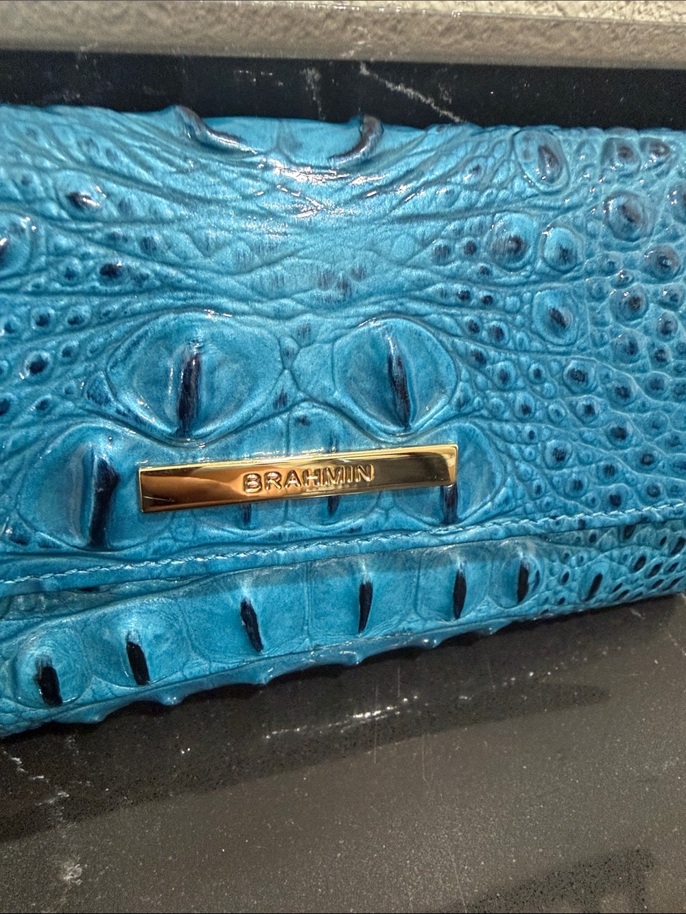 Brahmin Sky Blue Croc-Embossed Leather wallet - Picture 4 of 6